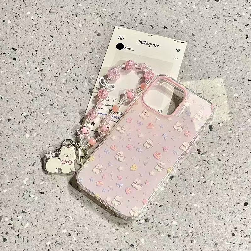 Girls ins Pink Star West Highland Funda para iPhone 16ProMax 14 Soporte Apple 15/13