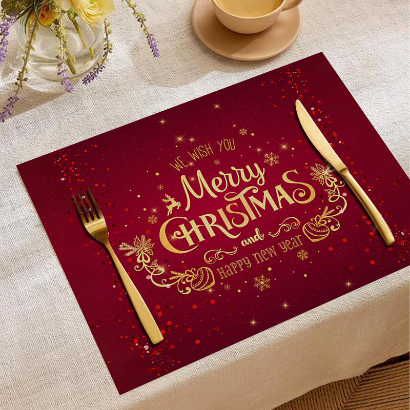 Jity Amazon 人気のクリスマスプレースマット レストラン雰囲気レイアウト テーブルマット リネンプリント断熱マット 洋食マット|undefined