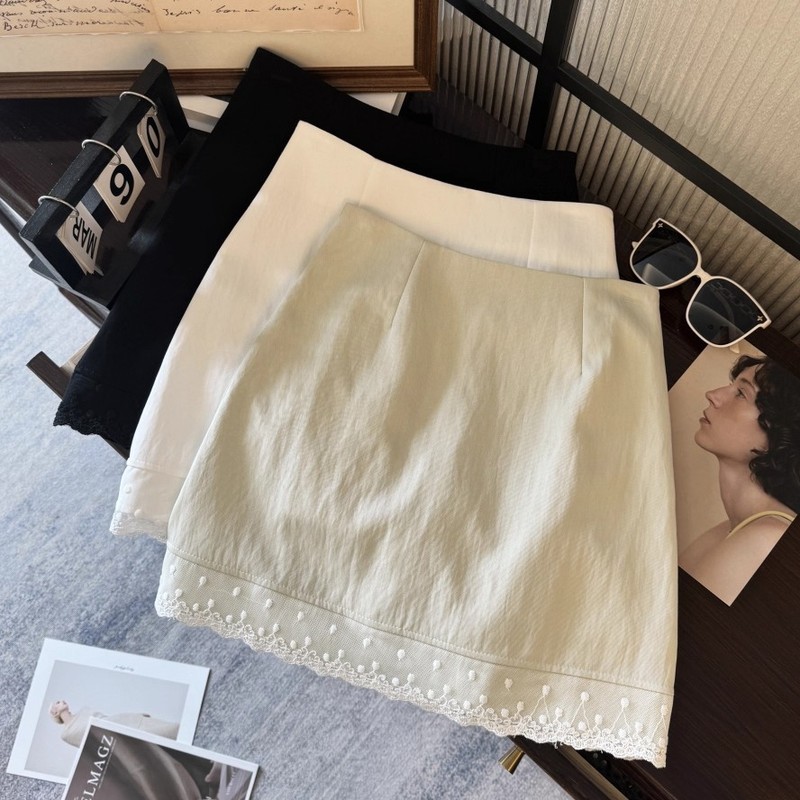 150小矮个子蕾丝花边半身裙女春夏季显瘦法式高腰防走光a字包臀裙|undefined