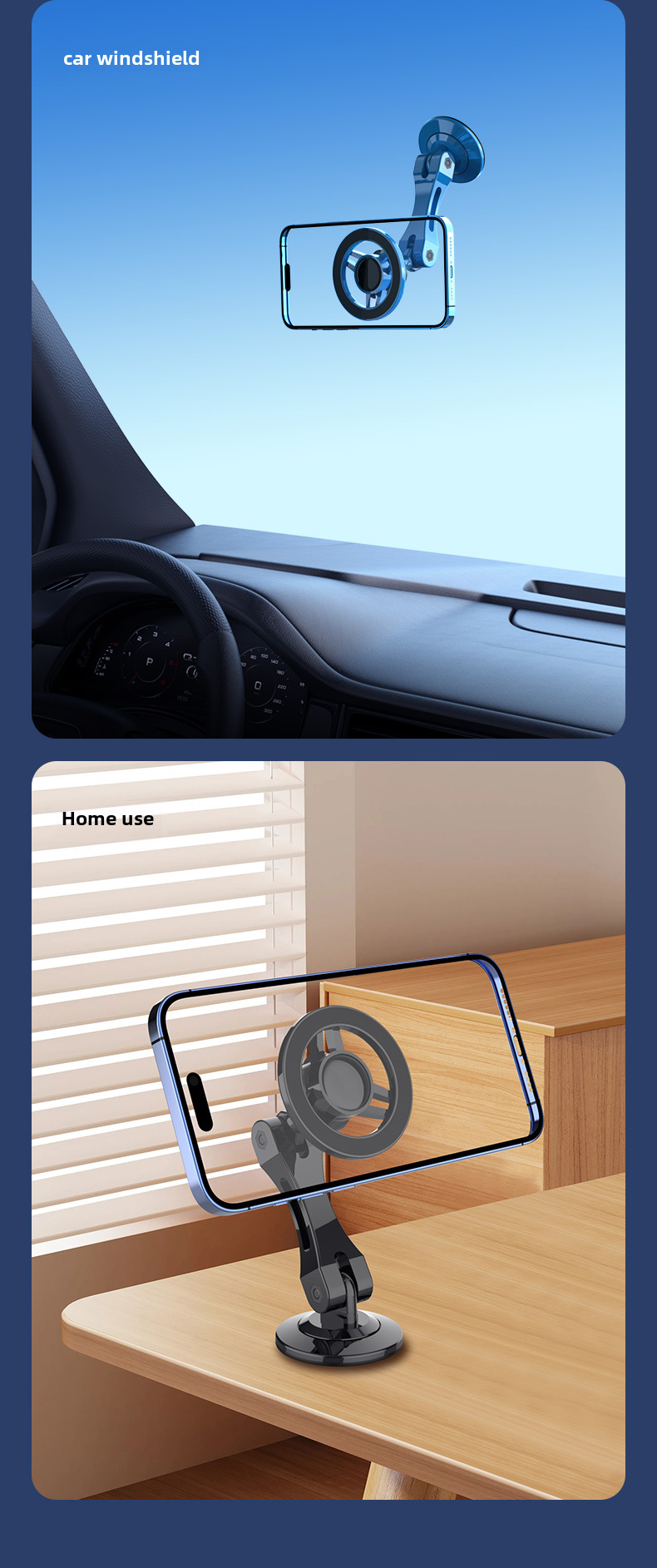 Car mobile phone bracket magsafe magnetic attraction can be 360 rotation adjustment instrument panel paste universal car bracket_voghion.com