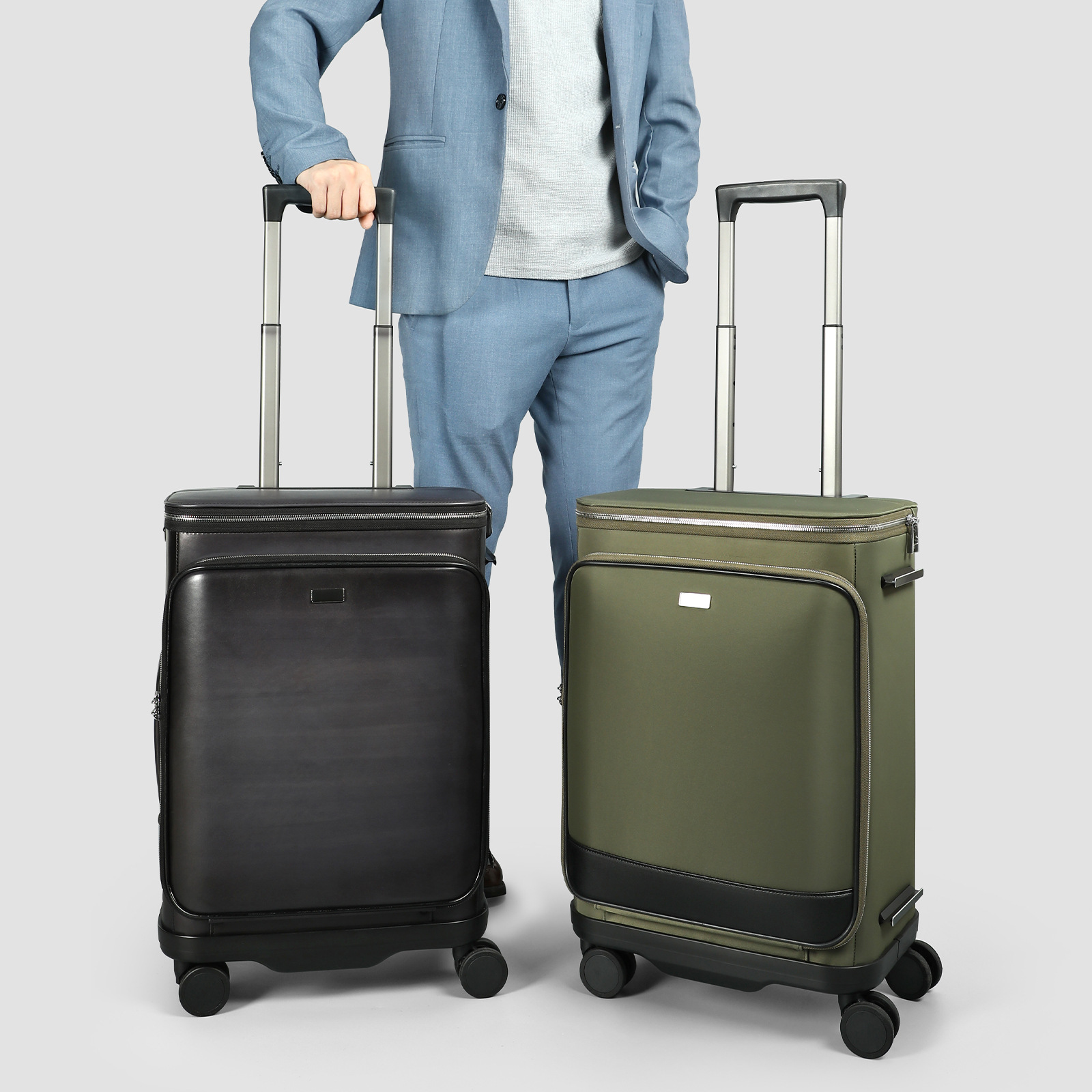 Top Grain Cowhide Leather 20 Inch Business Travel Suitcase Briefcase Set 16 Inch Laptop Bag New_voghion.com