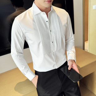 British Design Sense Shirt Non-ironing Anti-wrinkle Men's Slim-fit White Shirt Stylist Tasmany Dress Men's Base Shirt