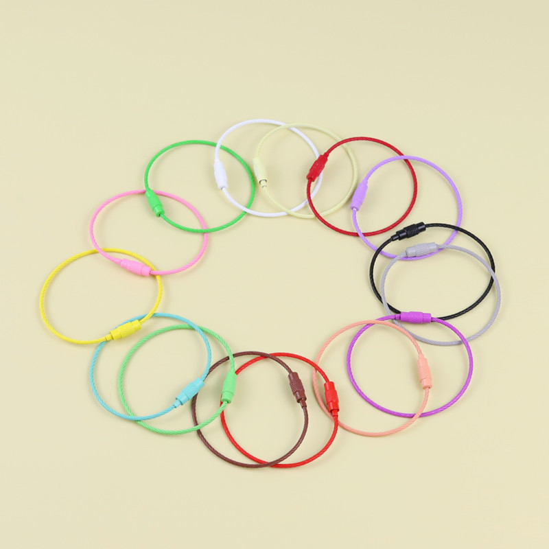 Environmental paint candy color wire ring diy key ring jewelry color bracelet with button rotating screw accessories