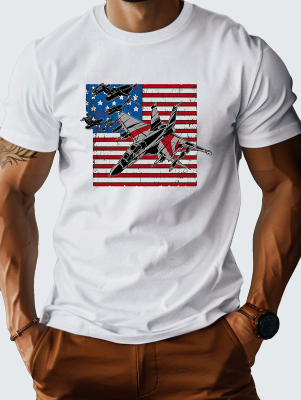 Fighter Jet Usa Pure Cotton T-Shirt Fitted Fit Fighter Jet Usa Pure Cotton T-Shirt Fitted Fit
