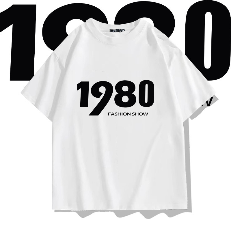 Simple age exclusive printed short-sleeved T-shirt cotton loose Youth student half-sleeved trendy top summer wear