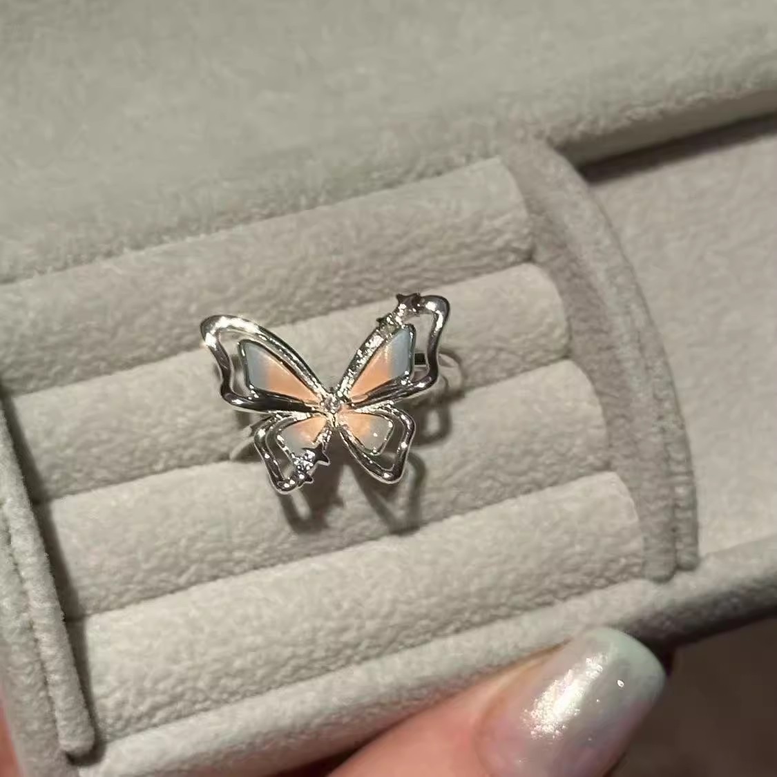 Colorful Butterfly Graffiti Ring For Women Adjustable Enamel Band_voghion.com