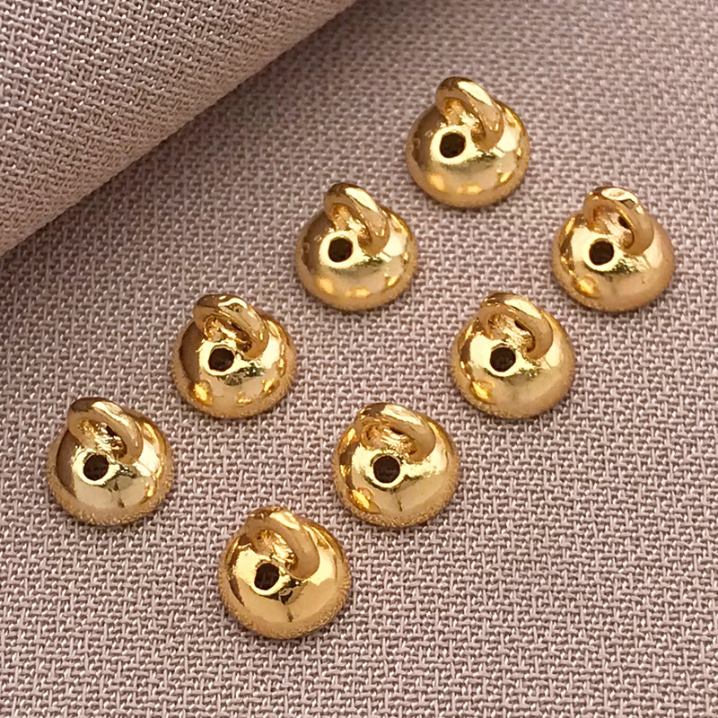 高色保持 18K ゴールドフィルド 吊り下げキャップ 糸穴付き パールボタン 仕上げバックル DIY ブレスレット ネックレス ジュエリー アクセサリー|undefined