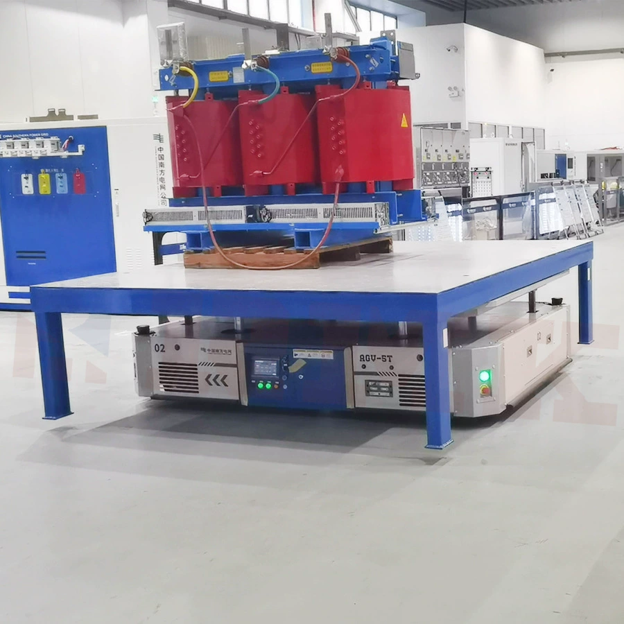 5-тонный лазерный навигационный подъемный AGV с автоматической зарядкой, RFID-позиционированием и интеллектуальным безрельсовым транспортным средством