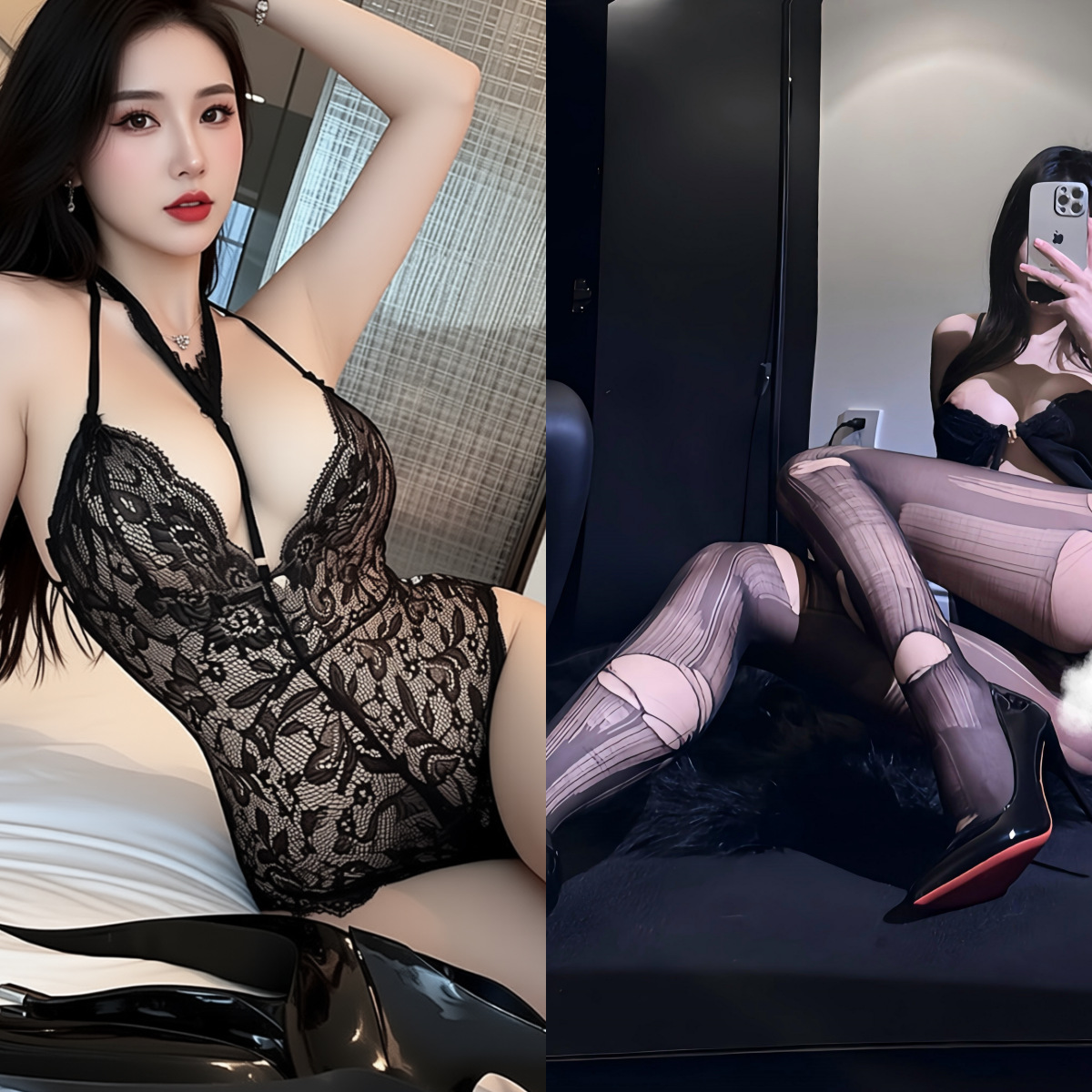 블랙 + 블랙 손으로 찢은 양말