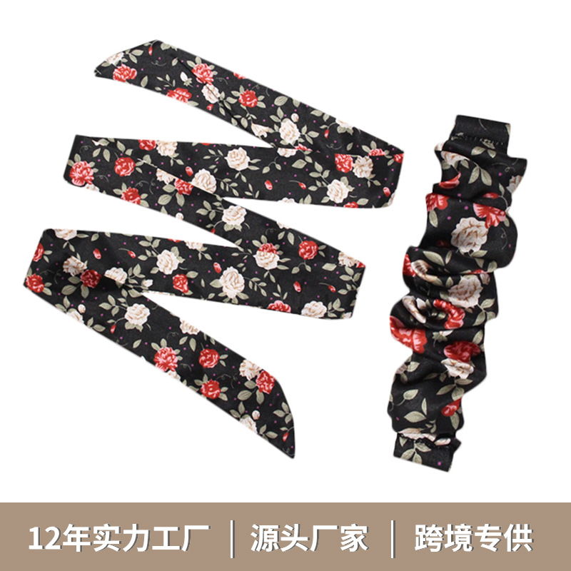 apply Huawei printing cloth Satin Apple Watch strap combination Broken flowers bow Ribbon iwatch Watch strap