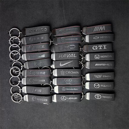 New Double Suede Car Keychain Anti-Lost Keychain Men and Women Gift Creative Pendant Personalized Zinc Alloy