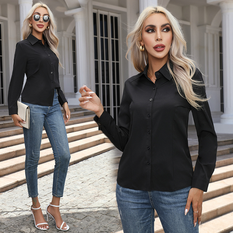 2024 cross-border Amazon Europe and the United States new foreign trade women's fashion casual long sleeve cardigan button shirt top women