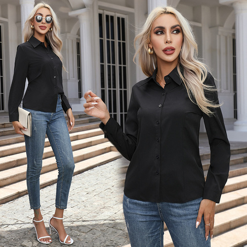 2026 Cross-border Amazon European and American New Arrival Women's Fashionable Casual Long-Sleeved Cardigan with Buttons Shirt Top for Women