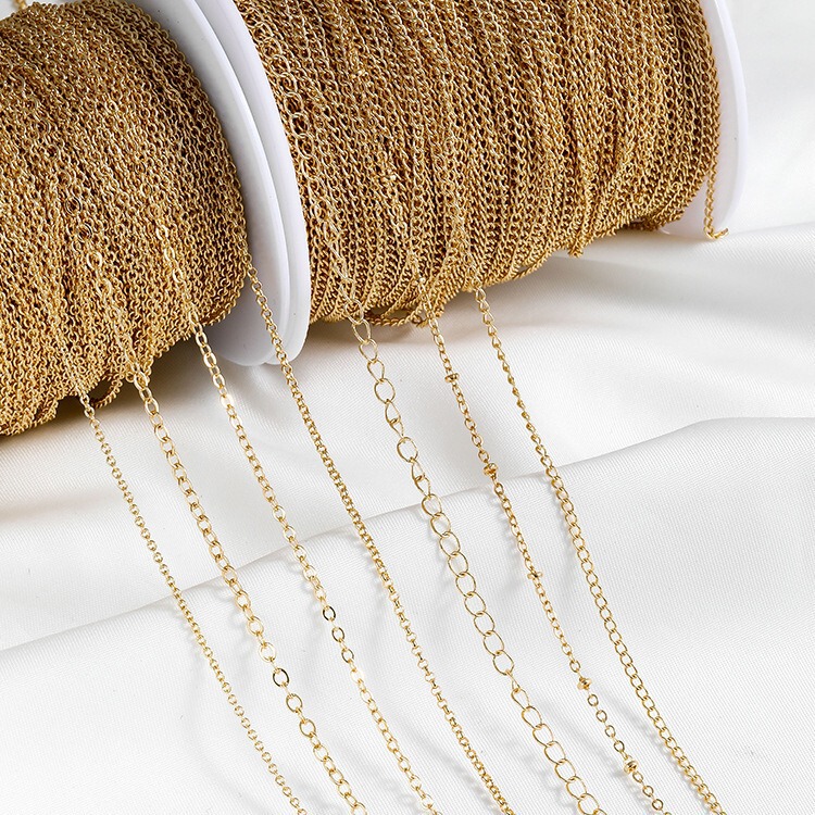 Color preserving 14K gold o-chain tassel chain handmade diy necklace bracelet accessories extension chain thin chain wholesale Color preserving 14K gold o-chain tassel chain handmade diy necklace bracelet accessories extension chain thin chain wholesale