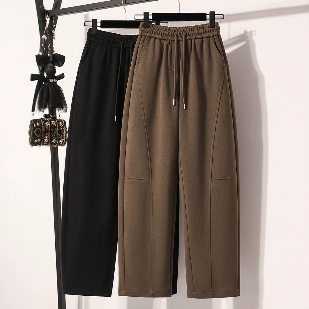 Jimo casual sweatpants for women, new spring and autumn styles, wide-leg, curved-cut pants, plus-size, banana-style athletic pants for middle-aged mothers