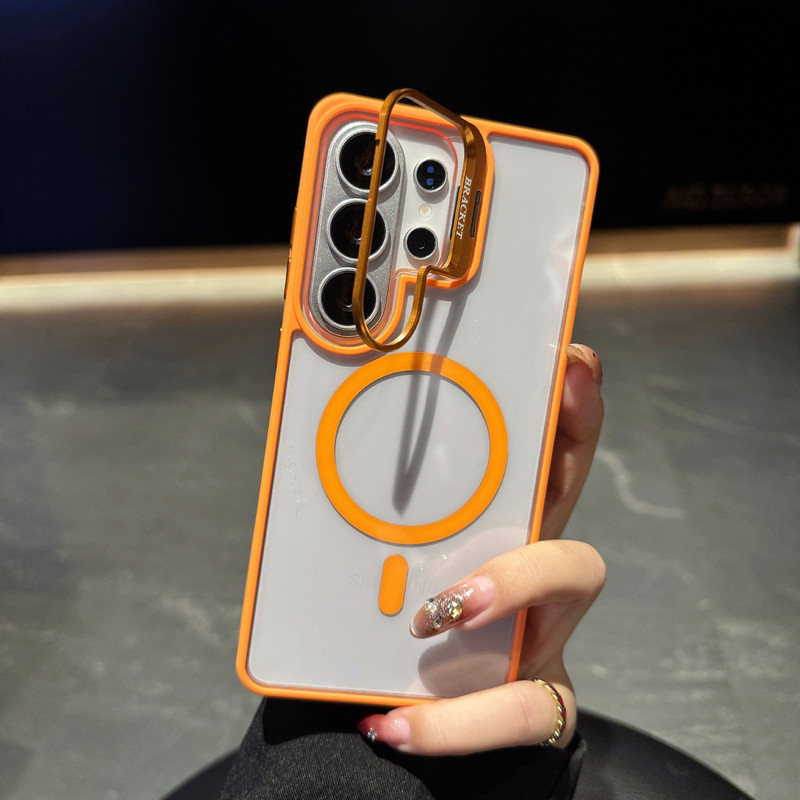 Suitable for Samsung S26Ultra Magnetic Metal Lens Holder Mobile Phone Case S25Plus Anti-Fall Pc Protective Case S24