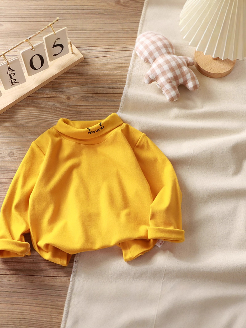 Camisetas térmicas para niños, capa base de manga larga con cuello vuelto, camisa fina de capa base, camisa de una sola pieza para niñas, otoño e invierno.