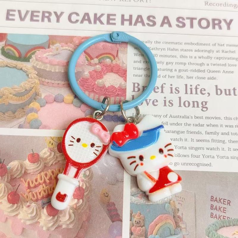 卡通运动风时尚猫猫钥匙圈挂件可爱少女心包包挂饰配饰学生闺蜜礼|undefined