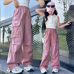 子供服の女の子のズボンの夏の中で大きい子供の子供の工装のカジュアルなズボンのゆったりとした防蚊の女の子の春と秋のズボンの秋の服