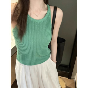 Knitted Camisole Women's Summer Thin Single Wear Design Niche Outer Sleeveless Top