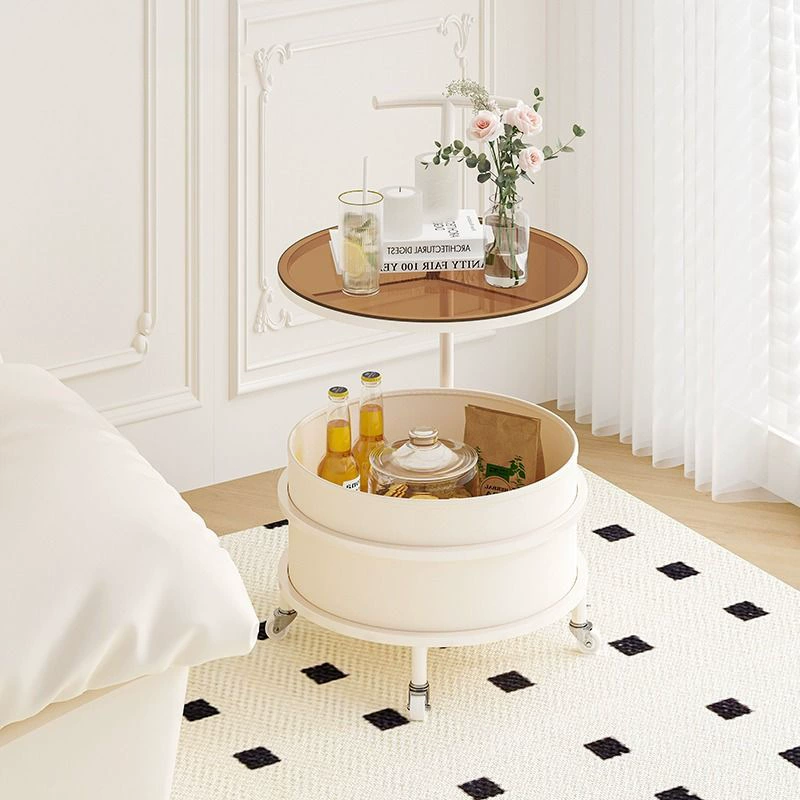 Кремовый стильный диван, приставной столик, подвижный журнальный столик для гостиной, современный простой маленький креативный стеллаж для хранения, тележка