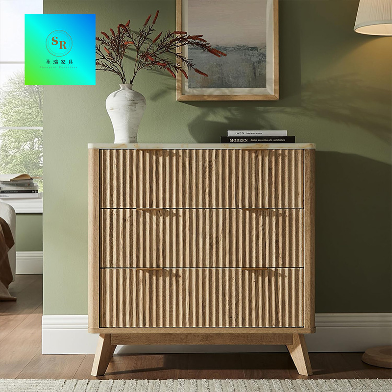 Amazon's Best-Selling Cross-Border Foreign Trade Product: Panel-Style Living Room Sideboard, Entryway Panel-Style Three-Drawer Storage Cabinet, Panel-Style Coffee Bar