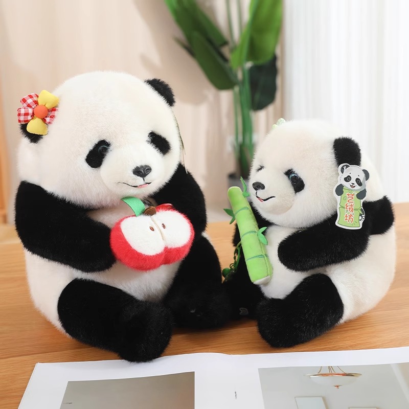 Nuevo estilo Yizongfang Panda rojo fruta dulce flor flor peluche panda gigante mochila muñeca al por mayor niña regalo