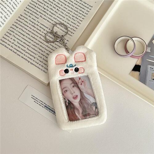 Original ins style cute puppy and cat plush card holder Korean campus meal card idol card photo display pendant