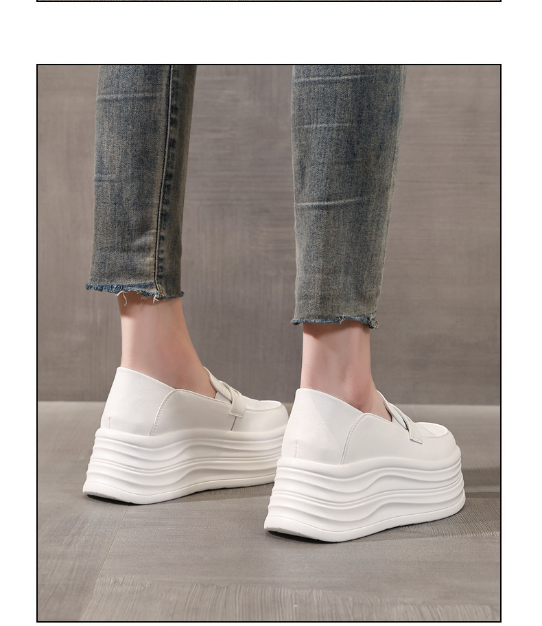 Giày sneaker nữ đế dày tăng chiều cao, phong cách thể thao trắng basic — màu trắng chi tiết 11