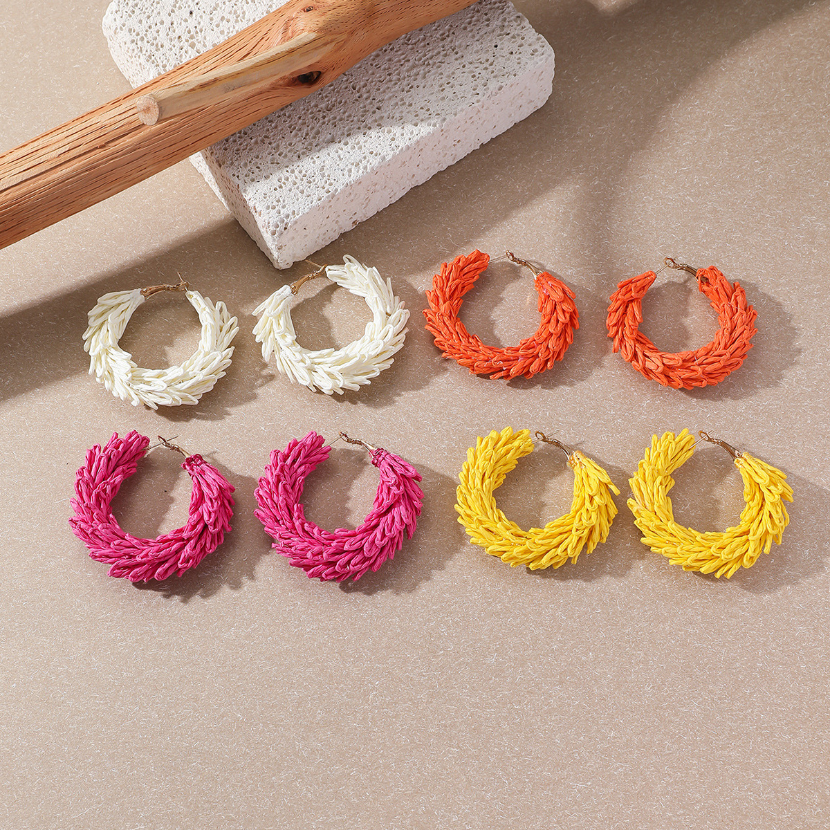 11g Weight 304 Stainless Steel Ear Needle Material Earrings Classification 1 Pair Quantity Holiday, Travel Occasion raffia Material Geometric Pattern All Seasons Season Women's Gender Vacation, Simple Style Style 1 Pair Vacation Simple Style Geometric Raffia Earrings 1