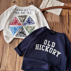 【】日系中古潮童DD兒童字母徽章貼標長袖T恤上衣