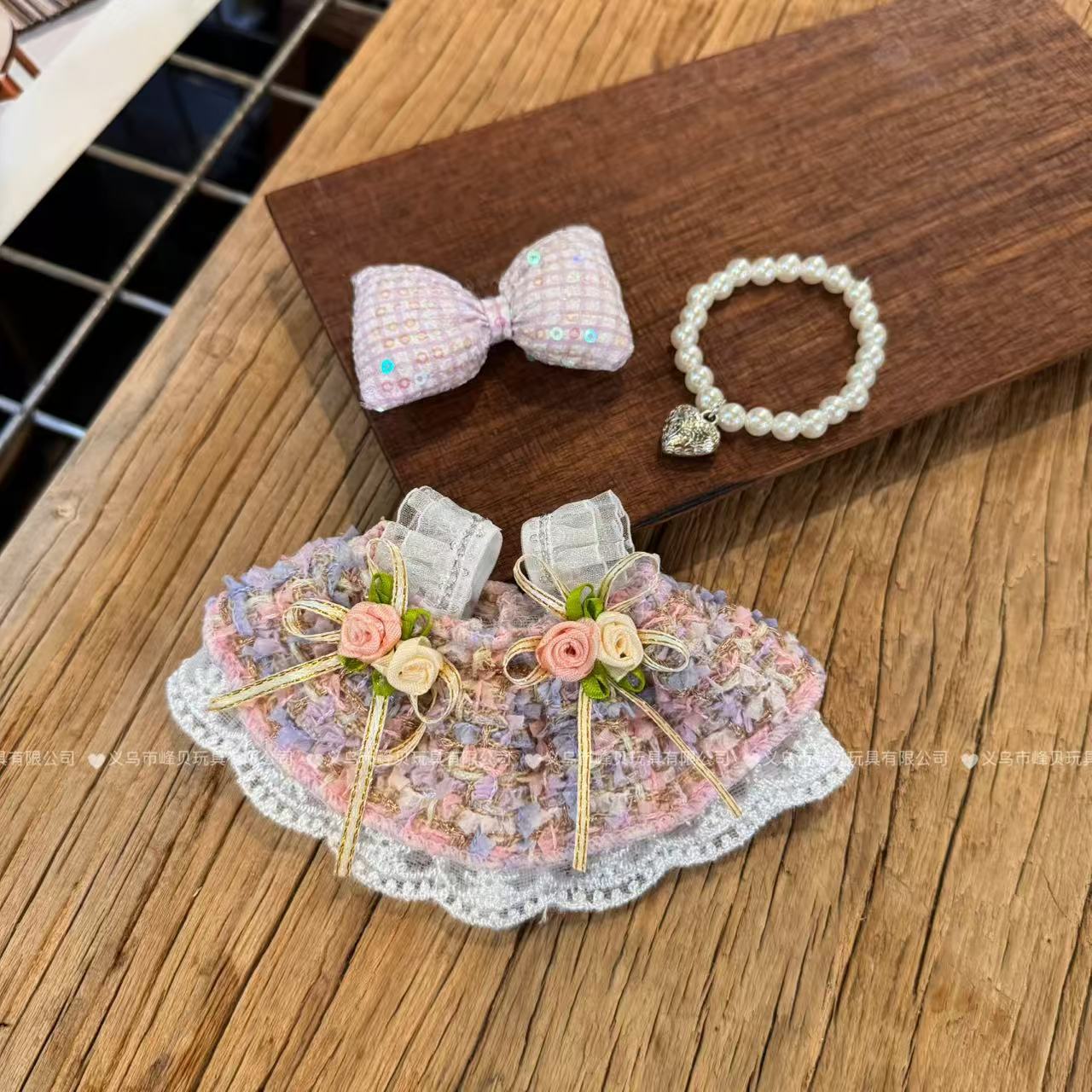 Gaun Tali Bunga Gaya Aroma Ungu Set Tiga Potong / Baju boneka 17cm