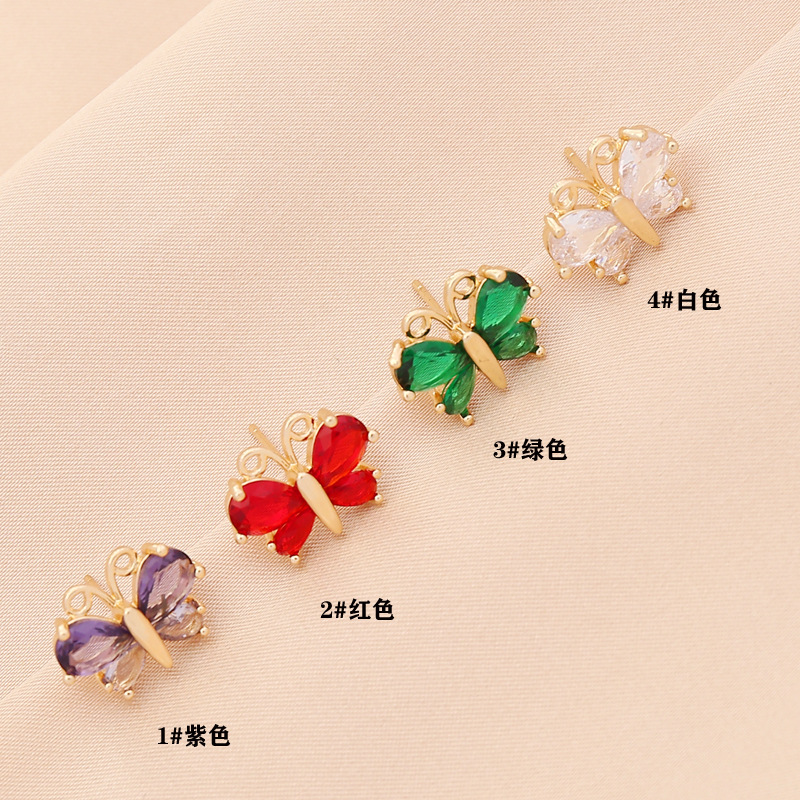 Boucles D&#39;oreilles Rétro Papillon Zircon Multicolore display picture 1