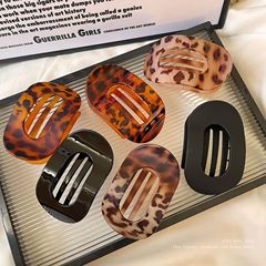 サメクリップ安全な代替品フラットヘアクリップ女性のレトロなヒョウ柄ヘアクリップアヒルのくちばしクリップアワビグリッパークリップ