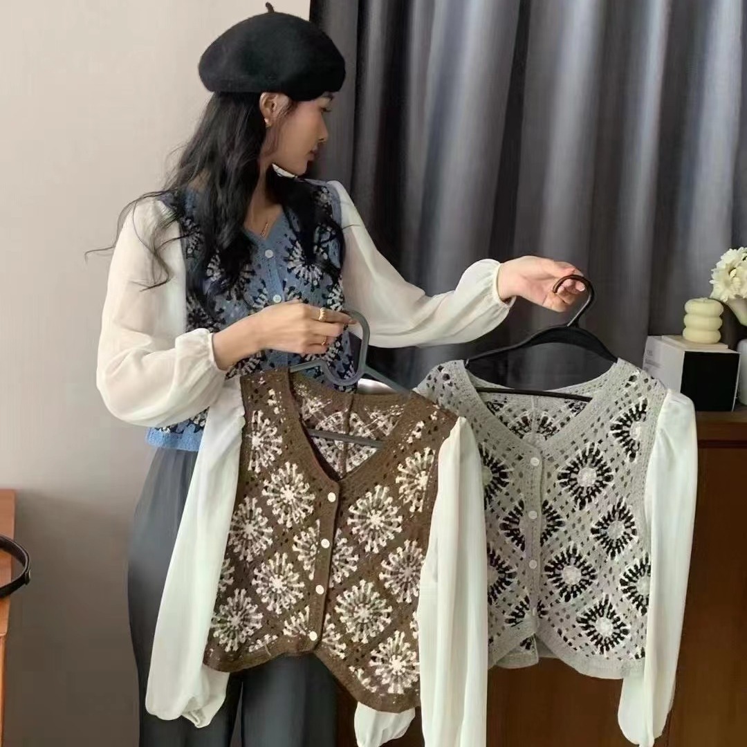 Autumn fashionable design shiffon retro short long-sleeve