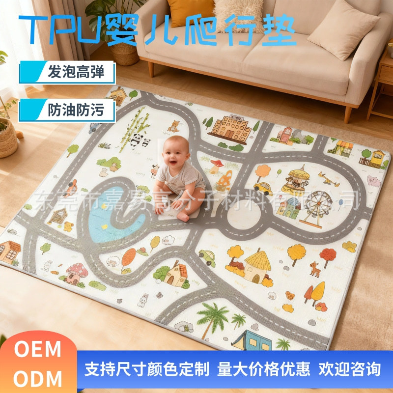 Tpu New Product Baby Crawling Mat Thickeneded Sponge Anti-Slip Double-Sided Pattern Baby Game Mat Indoor Floor Mat Manufacturer
