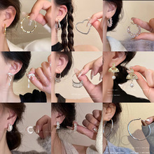 轻奢小众简约几何形耳环超仙气质蝴蝶结耳钉网红同款夸张耳圈耳饰