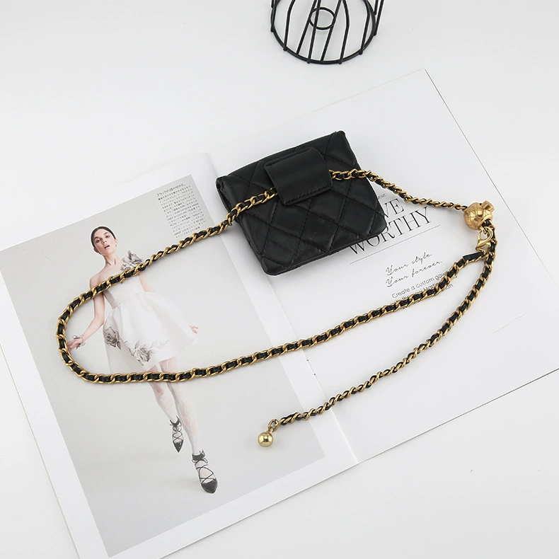 Сумка через плечо, маленький пояс, цепочка, французский стиль, стиль Chanel