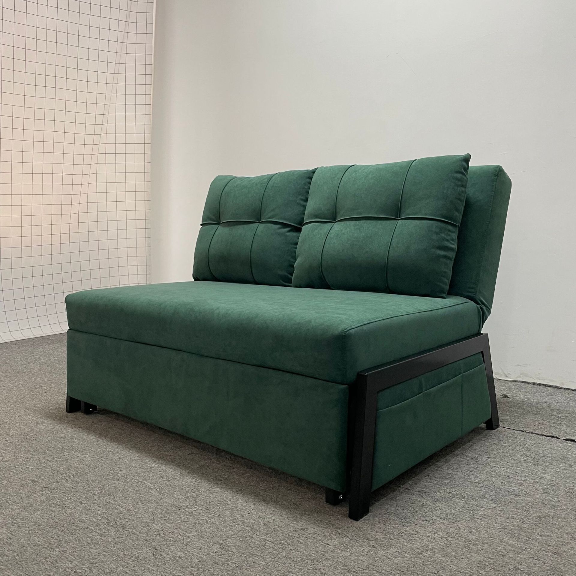 Sofá cama de tela de terciopeda de una sola y doble tecnología de casa pequeña, balcón, sala de estar, almuerzo, sofá moderno y simple.