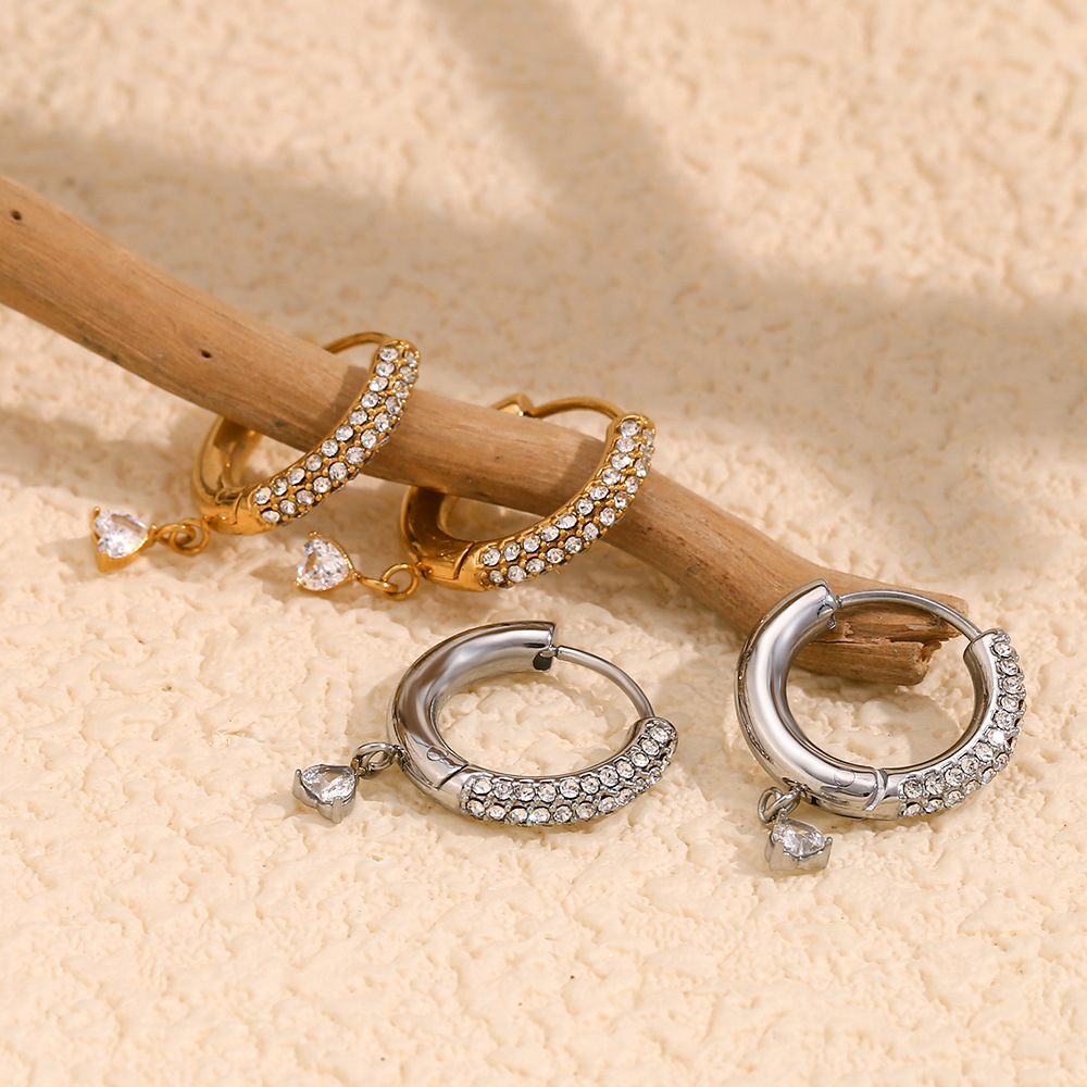 Small Love Pendant Stainless Steel Earrings