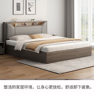 Solid Wood Bed 1.8m Double Bed Bedroom Bed Rental Room Soft Bed 1.5m Storage Bed 1.2m Single Bed Frame