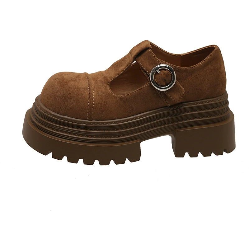 Европейские обемненные (рожковый) Birkenstock для женщин 2025 весна новый стиль маленькое повышение обувь на танкетке Mary Jane Нежные маленькие кожаные туфли