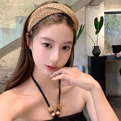 可可里夏日 度假风编织镂空发箍女高颅顶宽边压发头箍