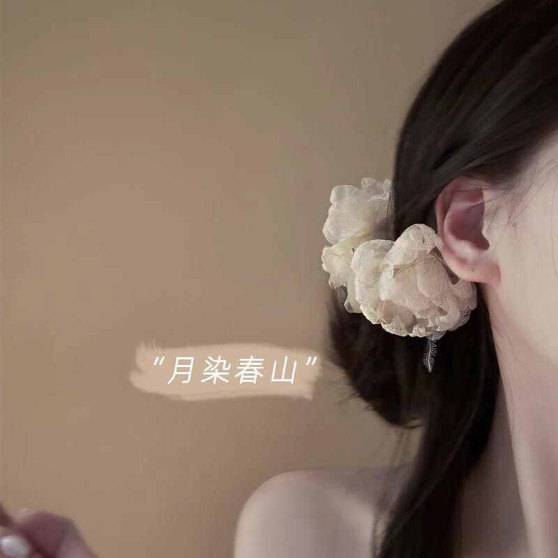 雰囲気のある羽の花の女性用ヘアクリップ、高級フレンチスタイルの優しい牡丹のヘアクリップ、気質のあるサメのヘアクリップ、ヘアアクセサリークリップ|undefined