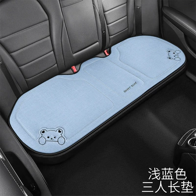 Seat cushion, seat cover: All Seasons, Linen Cartoon - rear-three-seat-bench-light-blue-sweet-bear