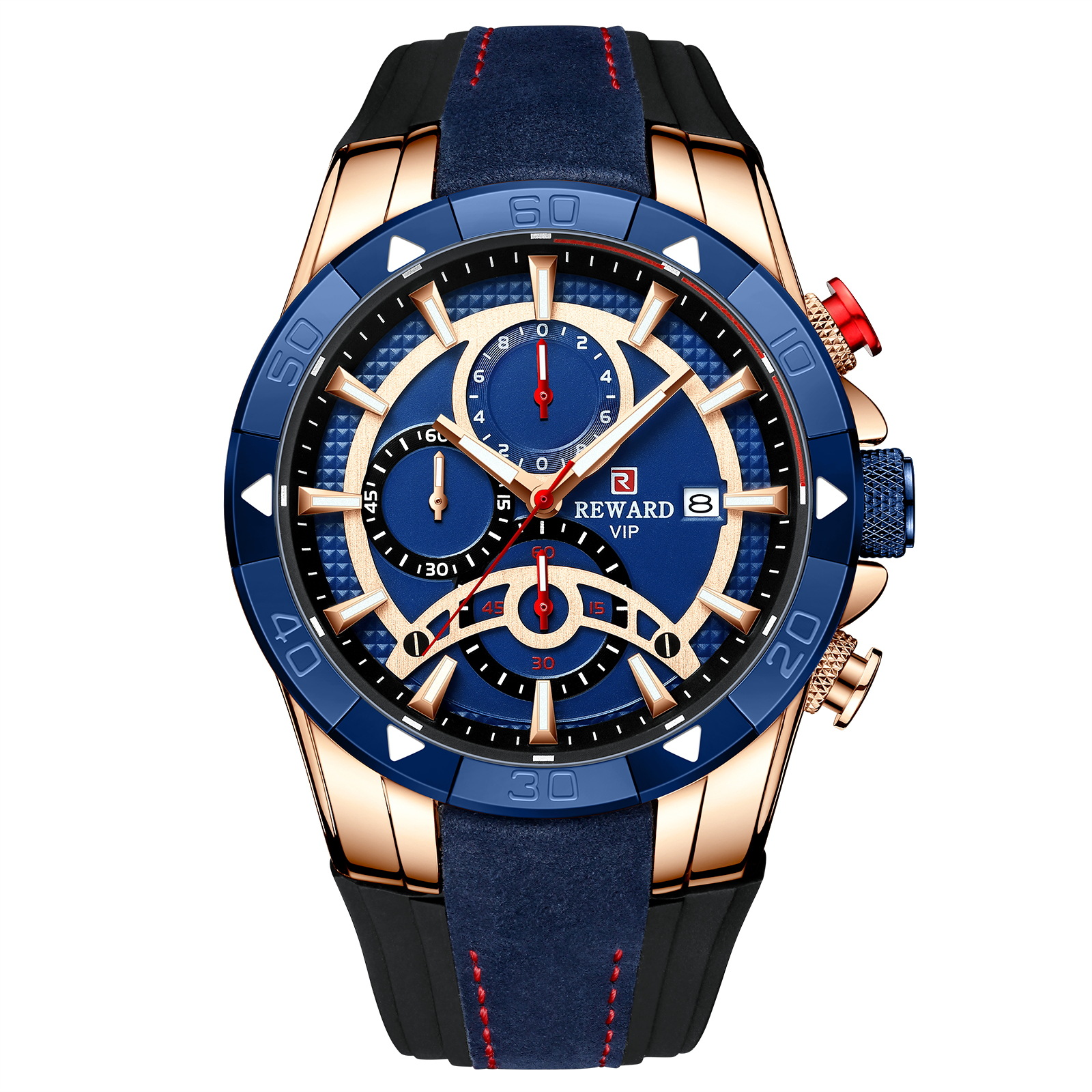 Calendar Tape REWARD83013 Quartz Six Pin Business Men's Watch_voghion.com