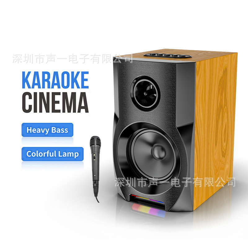 JQS401越南立体环绕无线蓝牙智能音箱户外木质高音低音炮手机音响