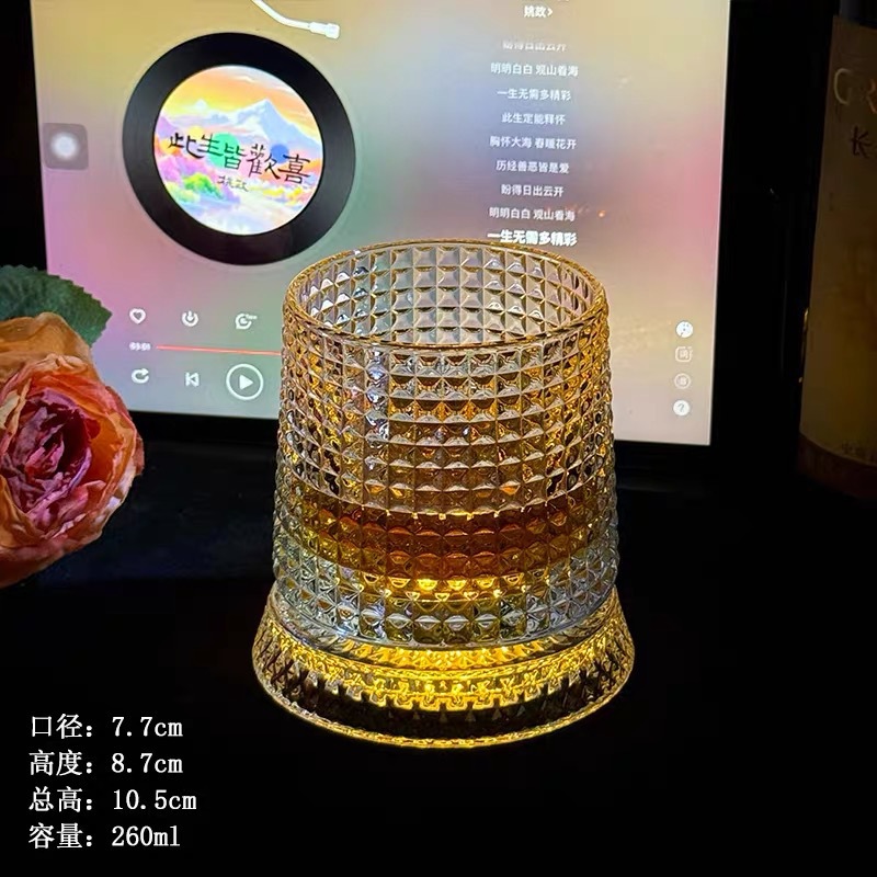 Creativo lujoso giratorio taza de whisky taza de vidrio de cristal casero taza de Mairen
