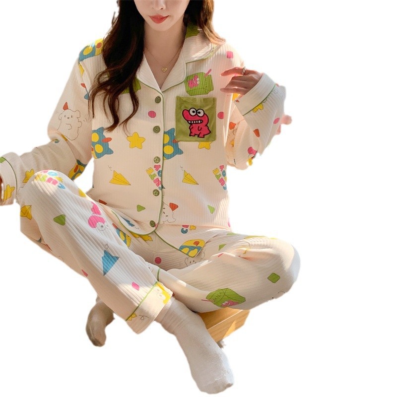Otoño de manga larga aire algodón vestido de bebé de dibujos animados intercalado embarazo pijama embarazo de lactancia ropa de hogar al por mayor image 5