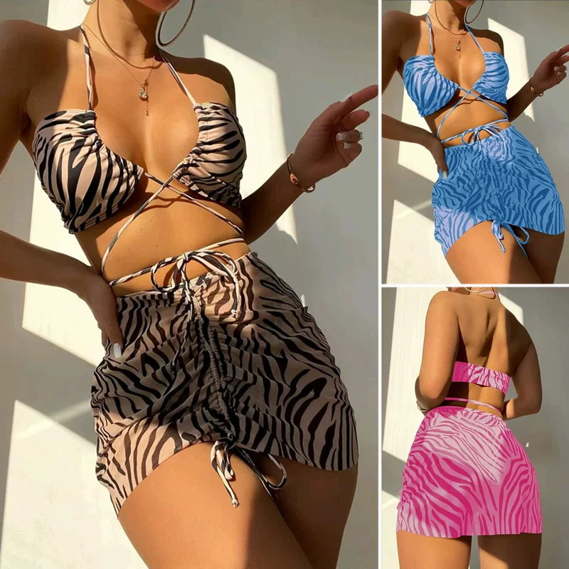 Купальники, пляжный комплект, AliExpress, Amazon, европейский стиль, комплект из 3 предметов